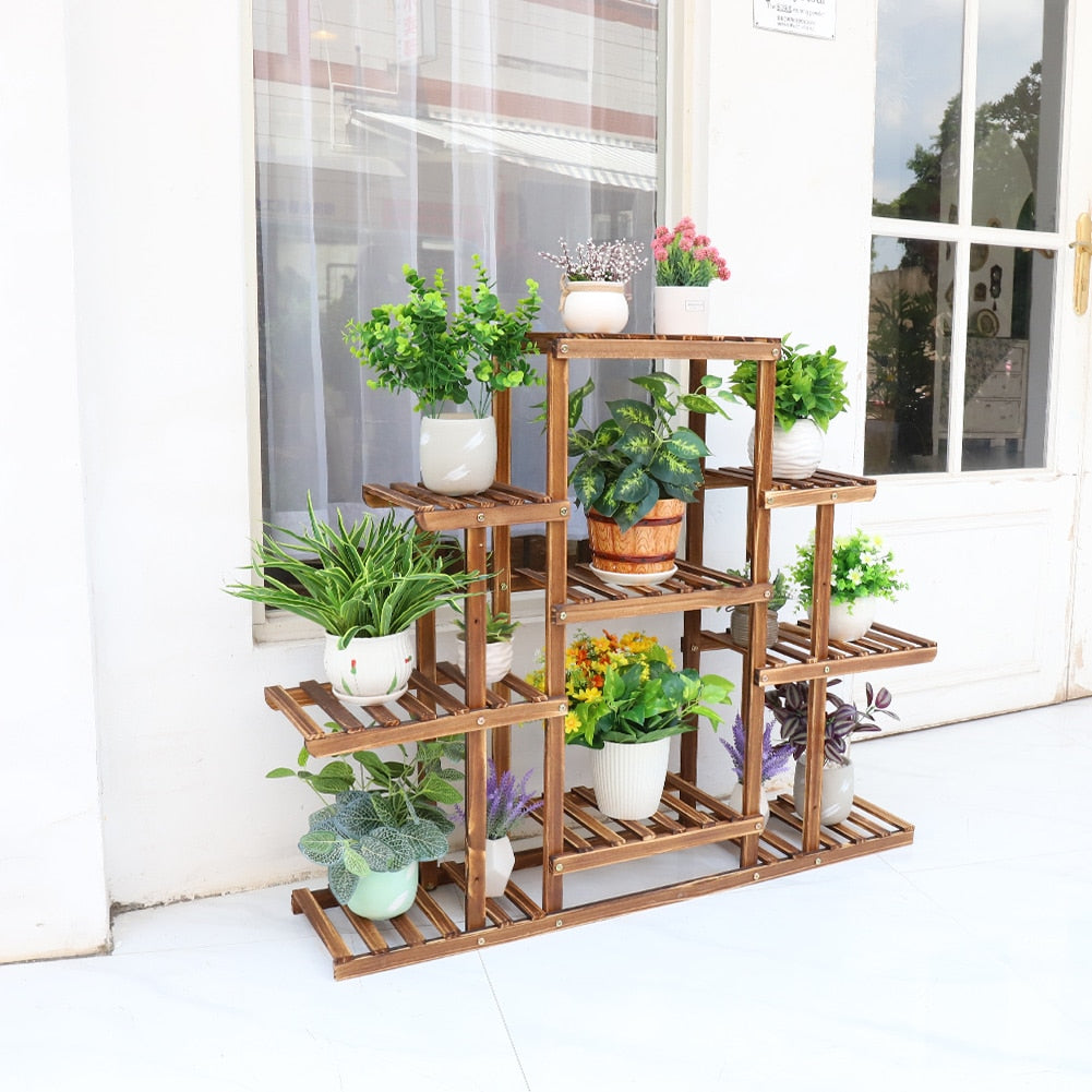 9 Tier Wooden Plant Home Decor Stand