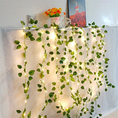 Green Leaf String Lights Artificial Vine Fairy Lights
