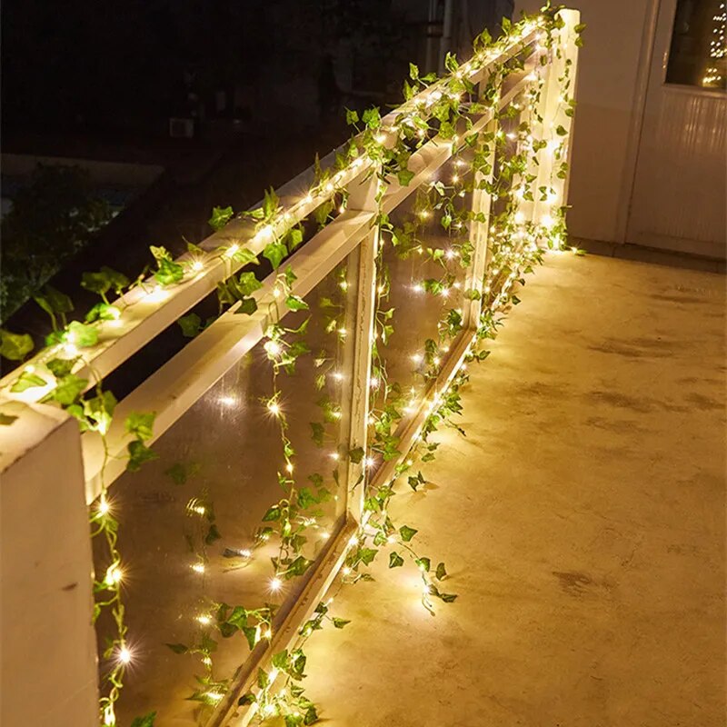 Green Leaf String Lights Artificial Vine Fairy Lights