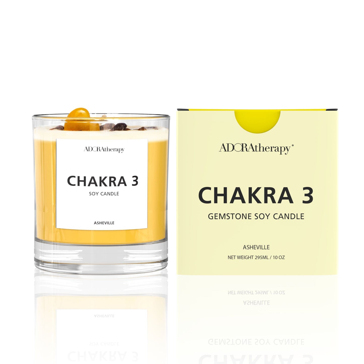 Chakra 3 Soy Candle with Tiger Eye Gemstones