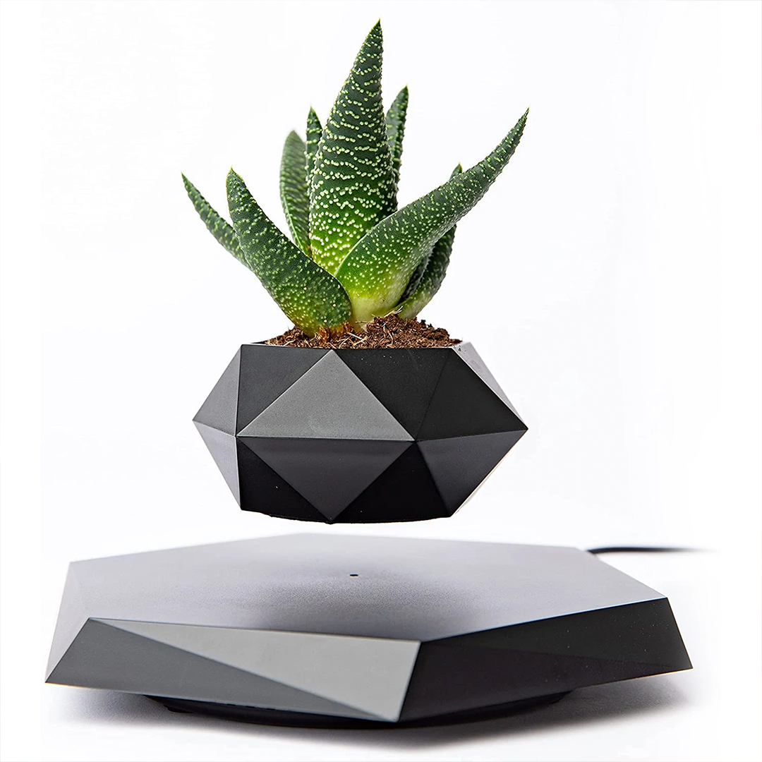 Black Geometric Levitating Plant Pot